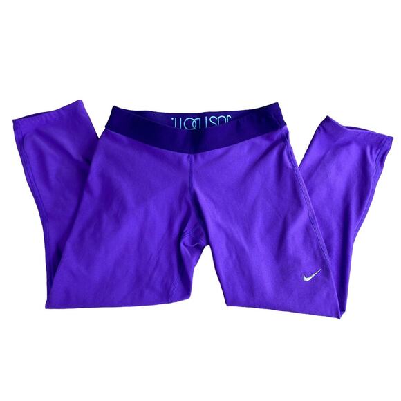 Nike Pants - Nike Dri-Fit Purple Athletic Leggings Sz M Crop Fitted Yoga Gym Bottoms